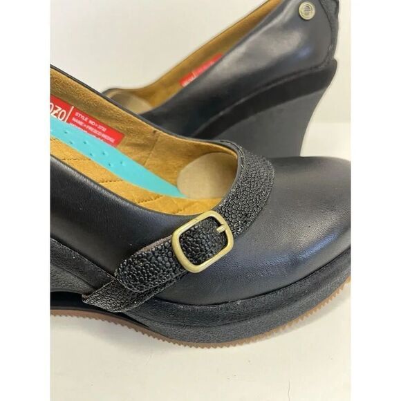 MOZO NWT Fresco Black Platform Wedge Buckle Shoe Heels Women's Size 6.5 - Picture 5 of 12